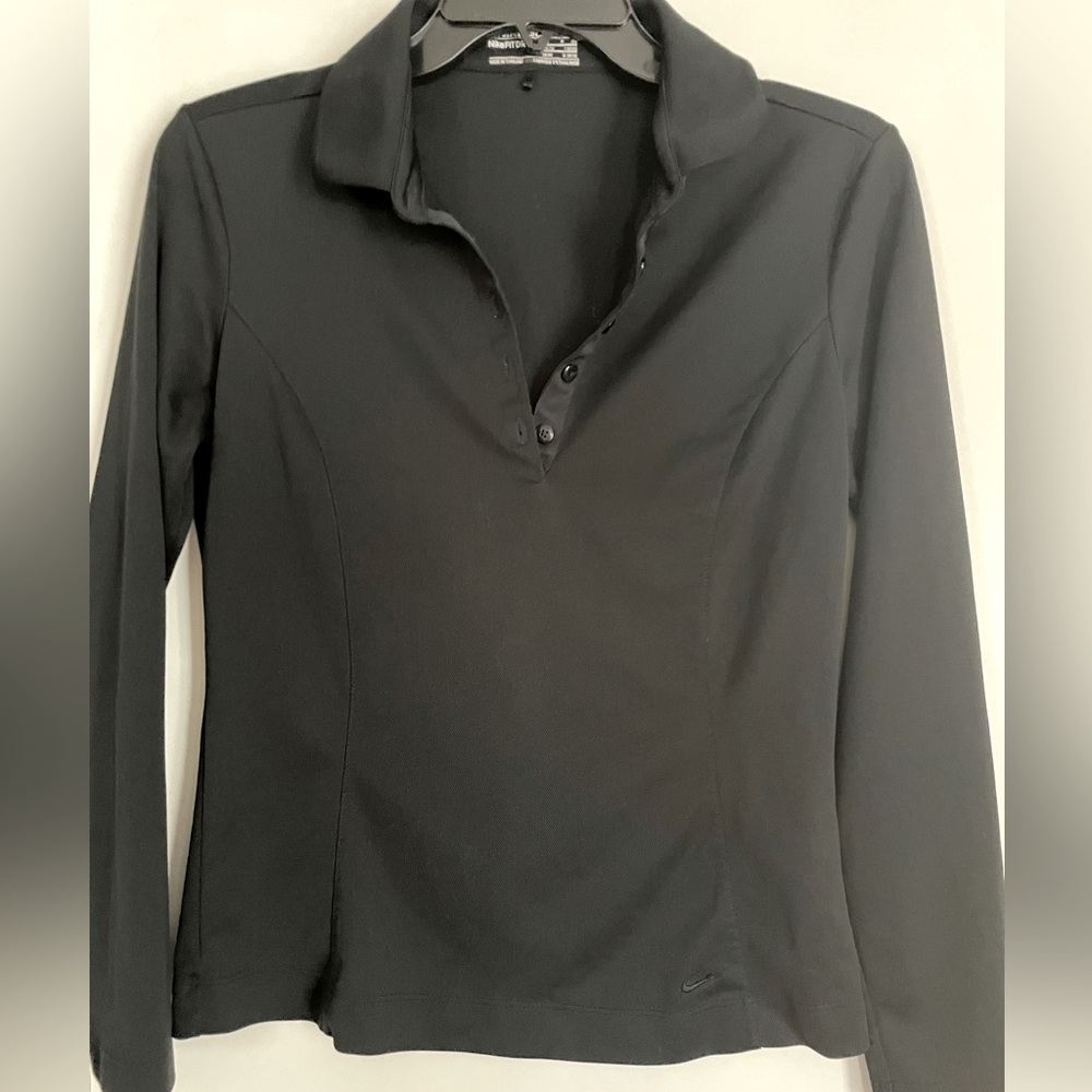 S: Nike Golf Performance Dry Fit Black Long Sleeve Women’s Polo Knit Top